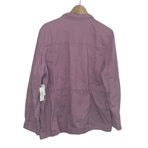 GAP Lilac Utility Jacket - Button Front Shirt Jacket with Pockets - Picture 3 of 8